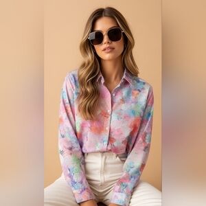 Floral Multicolor Women's Top XXL